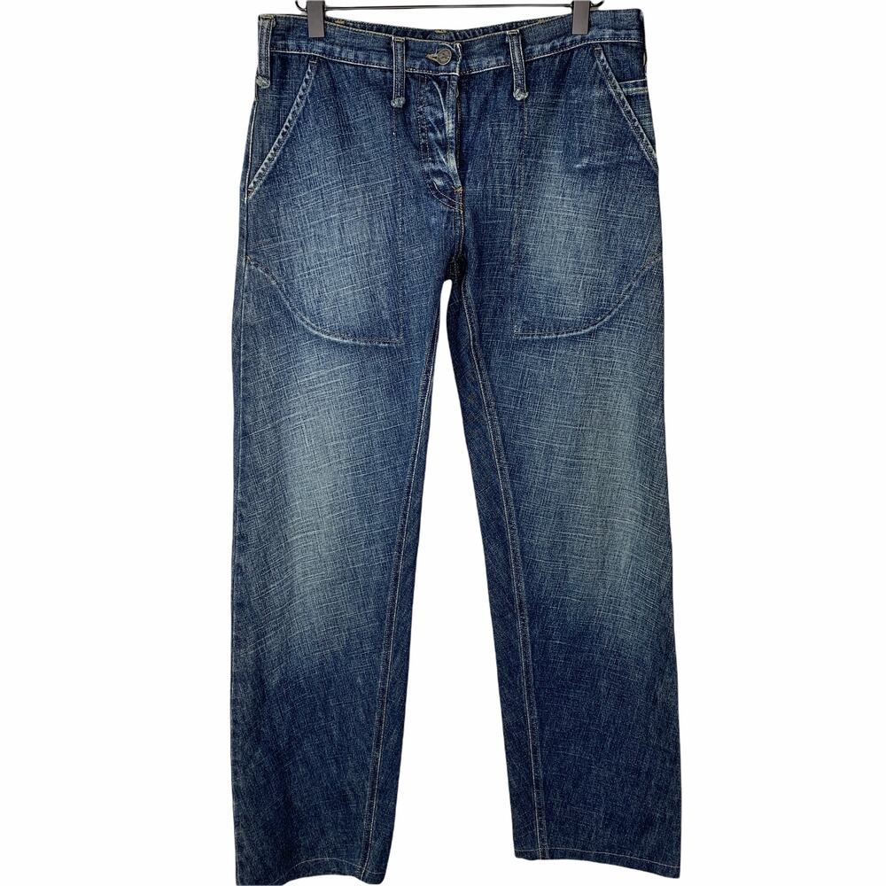 Vintage 90s Armani Jeans Women’s High Waist Straight Leg Denim Blue Italy Size 8 - Picture 2 of 10